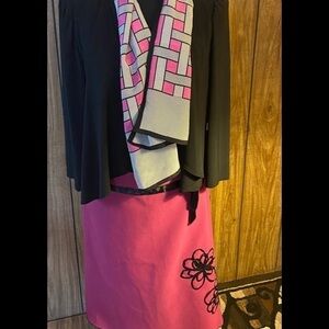 3 piece Suit set - Skirt, jacket, scarf set